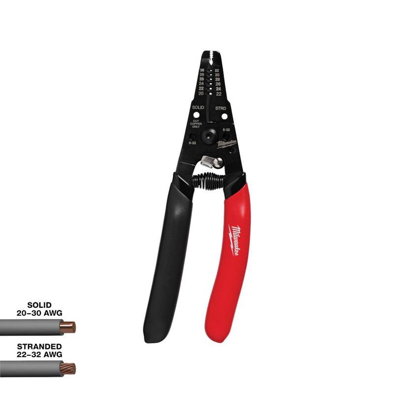 Pelacables/cortador de alambre de baja tensión Milwaukee de calibre 20-32 AWG con agarre sumergido - 48-22-3080