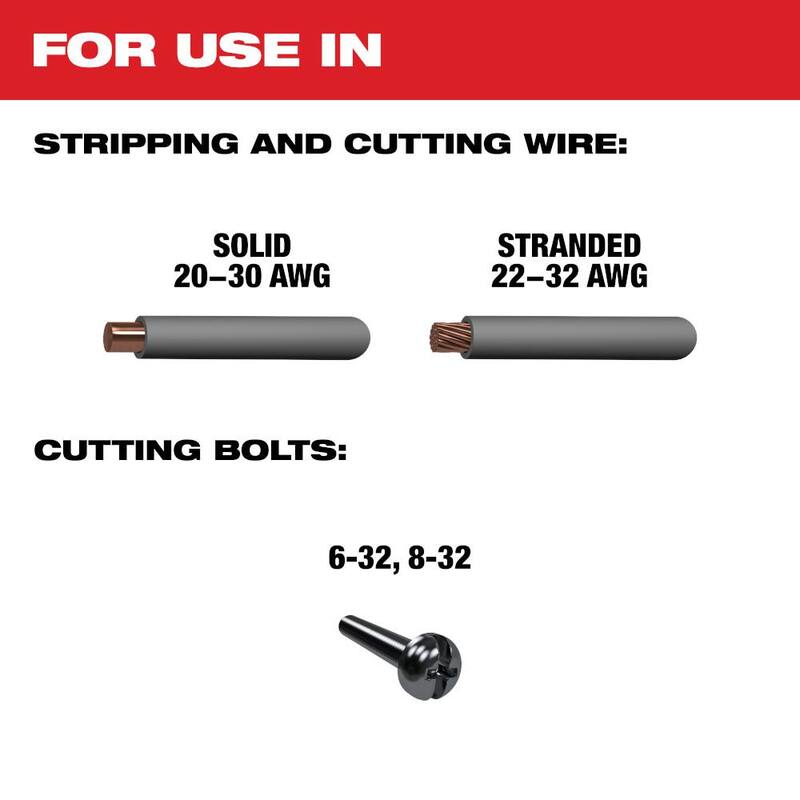 Pelacables/cortador de alambre de baja tensión Milwaukee de calibre 20-32 AWG con agarre sumergido - 48-22-3080