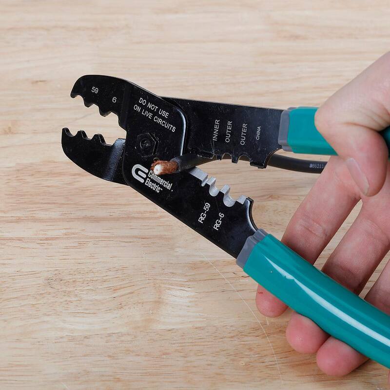 Herramienta para pelar y crimpar cables coaxiales eléctricos comerciales - CE70803
