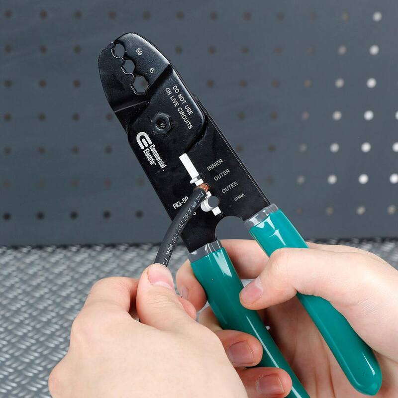 Herramienta para pelar y crimpar cables coaxiales eléctricos comerciales - CE70803