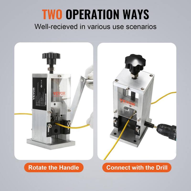 Máquina manual para pelar cables VEVOR 0.06in. a 0.98in. Pelador de cobre portátil con manivela de perforadora para reciclaje de cobre de desecho - BXJYSS11525MMZ4Z6V0