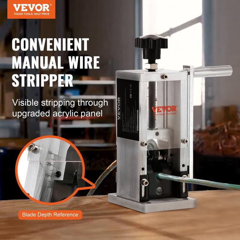 Máquina manual para pelar cables VEVOR 0.06in. a 0.98in. Pelador de cobre portátil con manivela de perforadora para reciclaje de cobre de desecho - BXJYSS11525MMZ4Z6V0