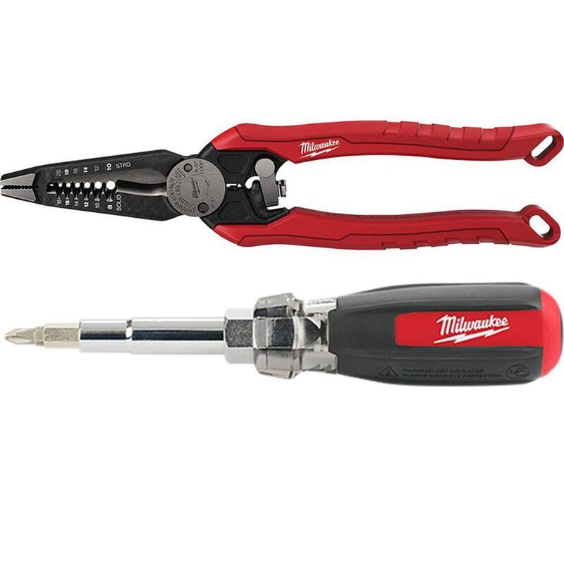 Milwaukee 9 pulgadas 7 en 1 Combinación de pelacables y cortadores de alambre y destornillador de 13 en 1 con mango acolchado - 48-22-3078-48-22-2880