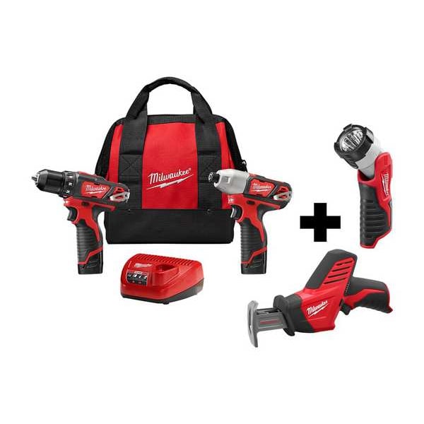 Milwaukee Tool M12 2Pcs Kit, M12 Hackzall, M12 Light - 2494-22, 2420-20, 49-24-0146