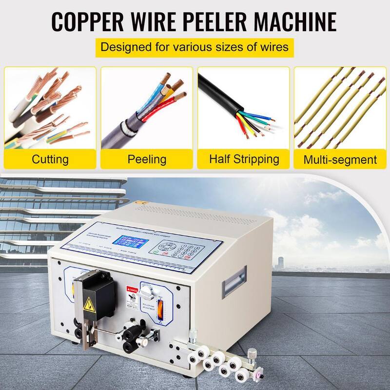 Máquina automática cortadora y peladora de cables de computadora VEVOR de 0.1 a 4.5mm² con cortador de alambre automático y longitud de corte de 1-9999 mm - SWT508-SD4.5PFBXJV1
