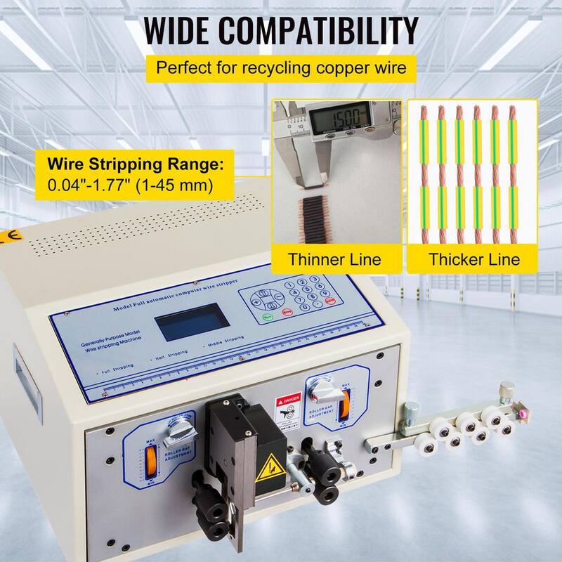 Máquina automática cortadora y peladora de cables de computadora VEVOR de 0.1 a 4.5mm² con cortador de alambre automático y longitud de corte de 1-9999 mm - SWT508-SD4.5PFBXJV1