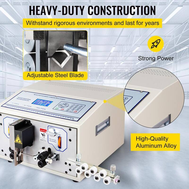 Máquina automática cortadora y peladora de cables de computadora VEVOR de 0.1 a 4.5mm² con cortador de alambre automático y longitud de corte de 1-9999 mm - SWT508-SD4.5PFBXJV1