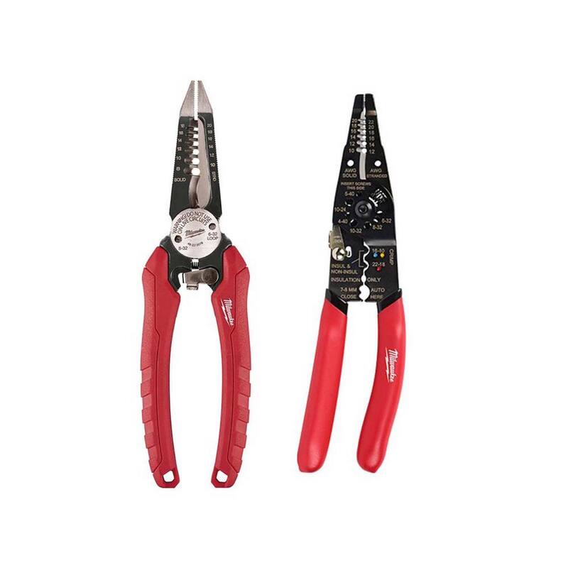Desnudadores de cable y pinzas para electricistas de combinación de 2 piezas de Milwaukee de 7.75 pulgadas con pinzas multiusos - 48-22-3079-48-22-6579.