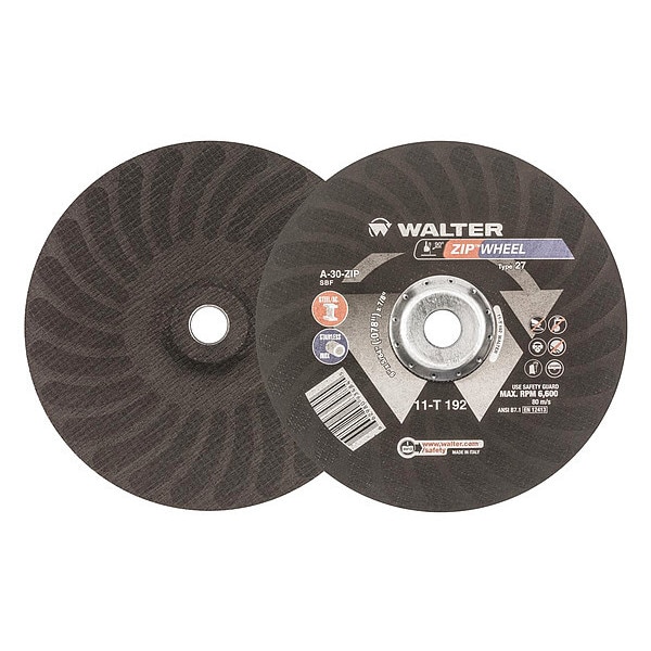 Rueda de corte de centro deprimido de Walter Surface Technologies, Tipo 27, 0.0781 pulgadas de grosor, óxido de aluminio - 11T192.
