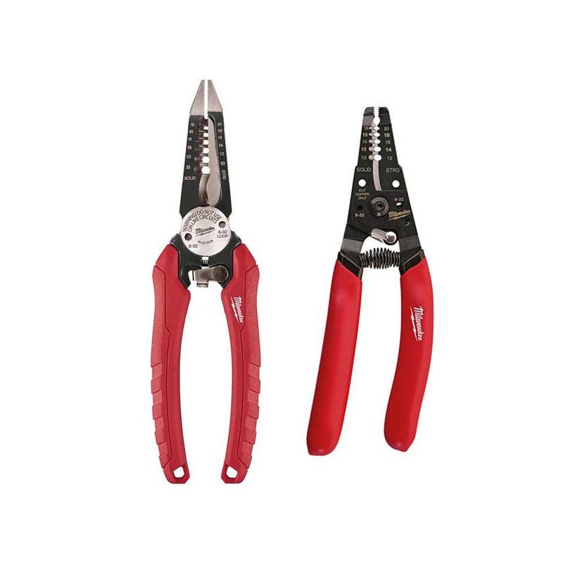 Milwaukee 7.75 pulg. Combinación de electricistas 6 en 1 Pelacables Pinzas con Pelacables (2 piezas) - 48-22-3079-48-22-6109