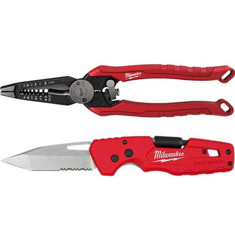 Pelacables, cortador y pinzas combinadas de 7 en 1 Milwaukee de 9 pulgadas con cuchillo plegable FASTBACK de 5 en 1 - 48-22-3078-48-22-1540
