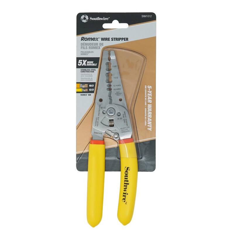 Pelacables y cortador de alambre Southwire para calibres 10-12 AWG con mangos ergonómicos - 58278440.