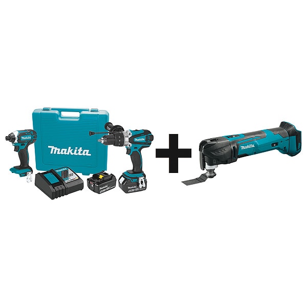 Makita Cordless Combination Kit, 3 Tools, 18V DC - XT263M  + XMT03Z