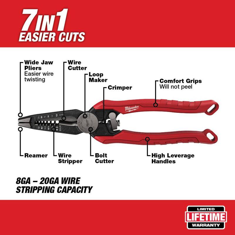 Milwaukee 9 pulgadas 7 en 1 Alicate Pelacables combinado con Set de Cuchillo Utilitario Plegable FASTBACK - 48-22-3078-48-22-1503