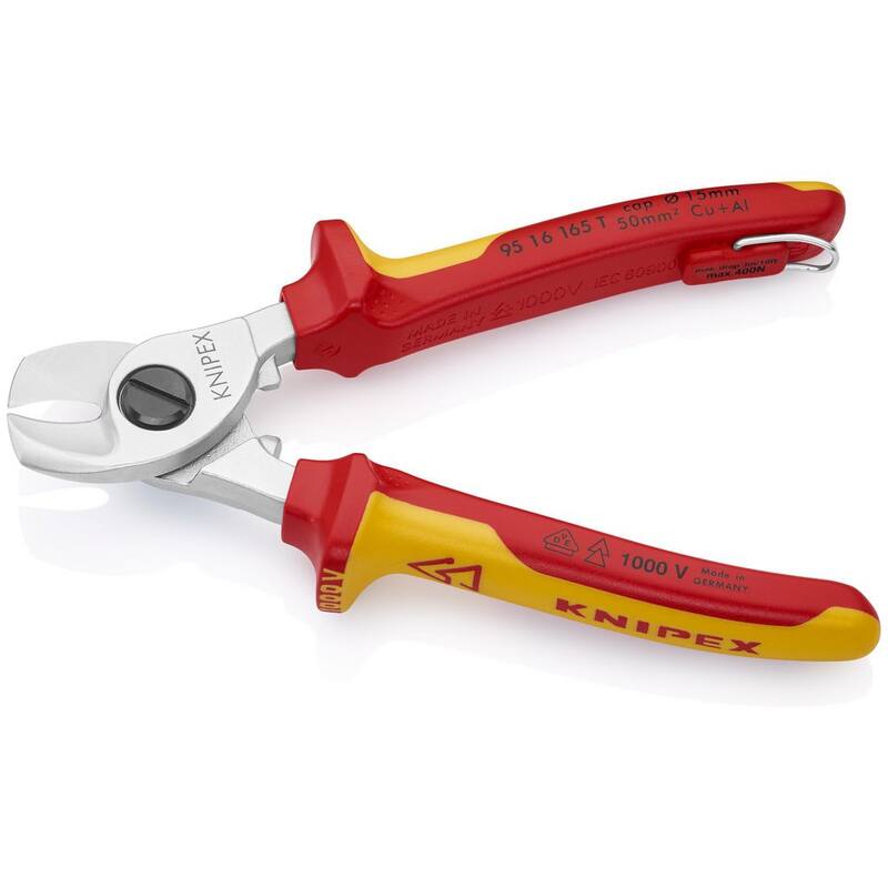 Tijeras para cables KNIPEX-1000V aisladas, con atadura, 6 1/2" - 95 16 165 T.