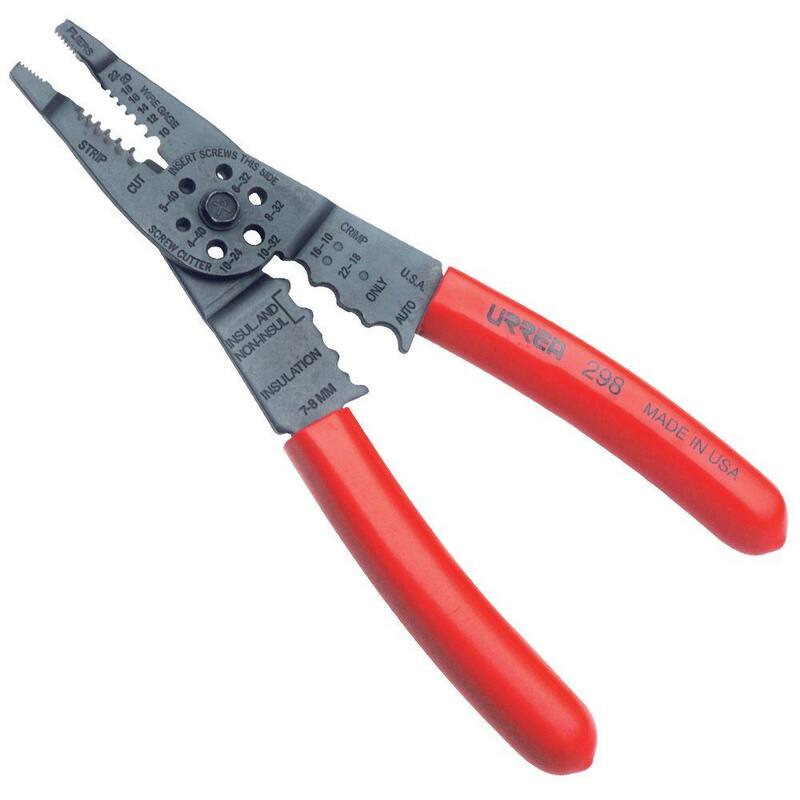 Alicates pelacables URREA de 8-1/4 pulgadas con crimpeador de terminales y cortador de tornillos - 298