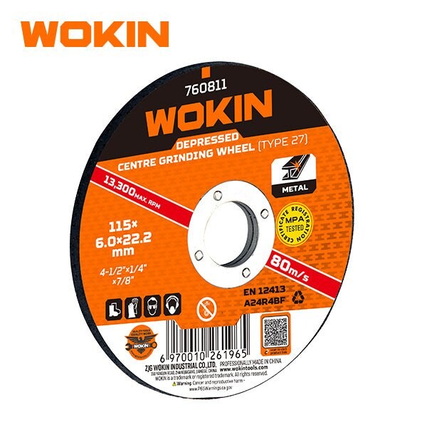 Rueda de corte para metal Wokin de 4-1/2 pulgadas con centro deprimido - 760811