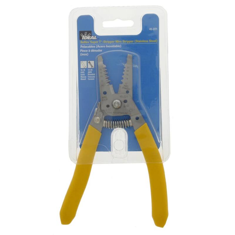 Pelacables/cortador de acero inoxidable IDEAL con mango curvado, 10-18 AWG sólido, 16-26 AWG trenzado - 45-221