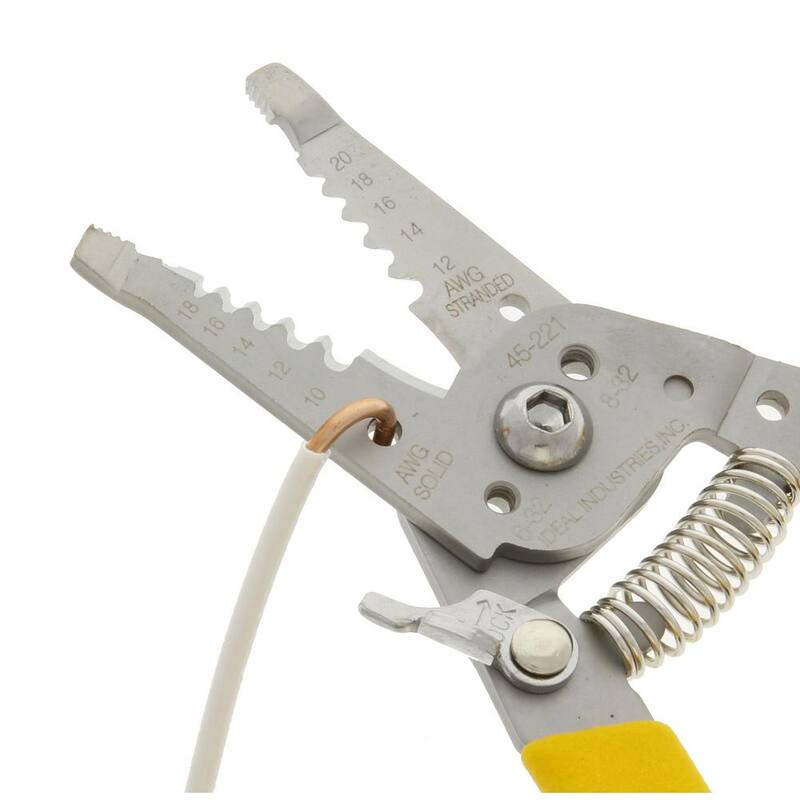 Pelacables/cortador de acero inoxidable IDEAL con mango curvado, 10-18 AWG sólido, 16-26 AWG trenzado - 45-221