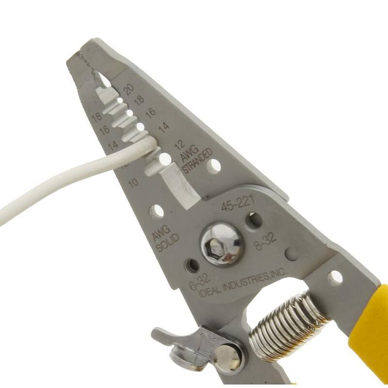 Pelacables/cortador de acero inoxidable IDEAL con mango curvado, 10-18 AWG sólido, 16-26 AWG trenzado - 45-221