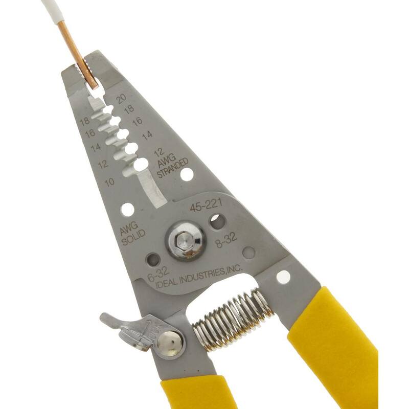 Pelacables/cortador de acero inoxidable IDEAL con mango curvado, 10-18 AWG sólido, 16-26 AWG trenzado - 45-221