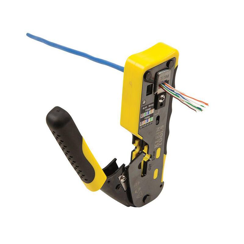 Herramienta de Engarzado / Pelado / Corte de Cable Ethernet de Trinquete Klein Tools, para Pasar a Través (VDV226-110) - VDV226-110