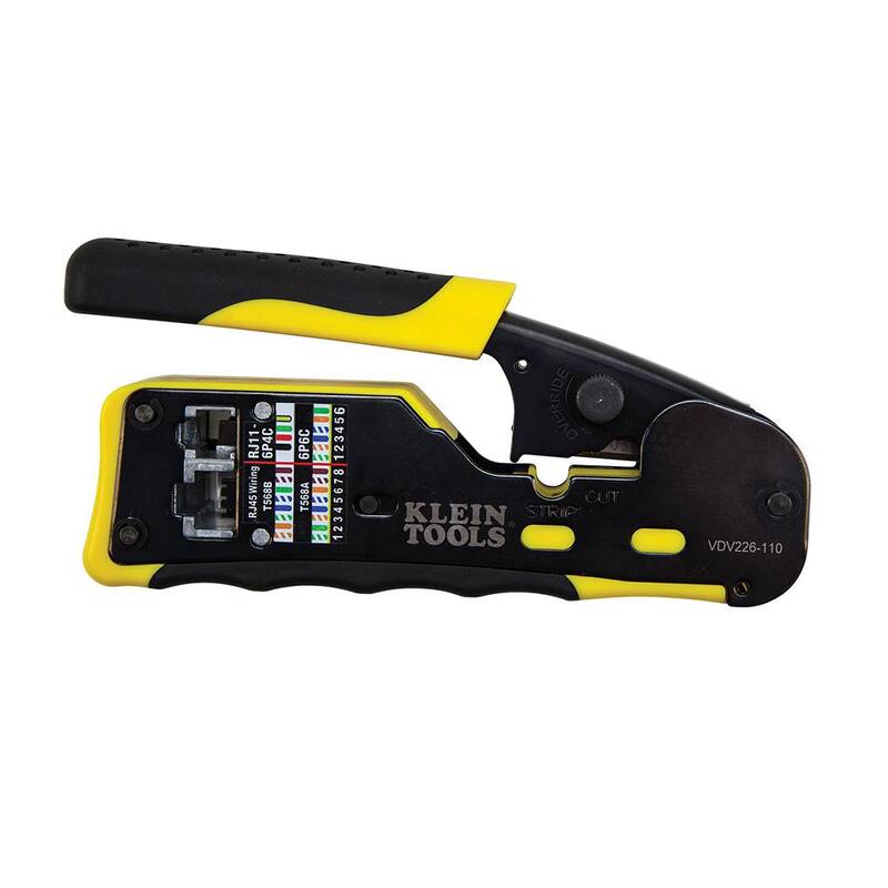 Herramienta de Engarzado / Pelado / Corte de Cable Ethernet de Trinquete Klein Tools, para Pasar a Través (VDV226-110) - VDV226-110