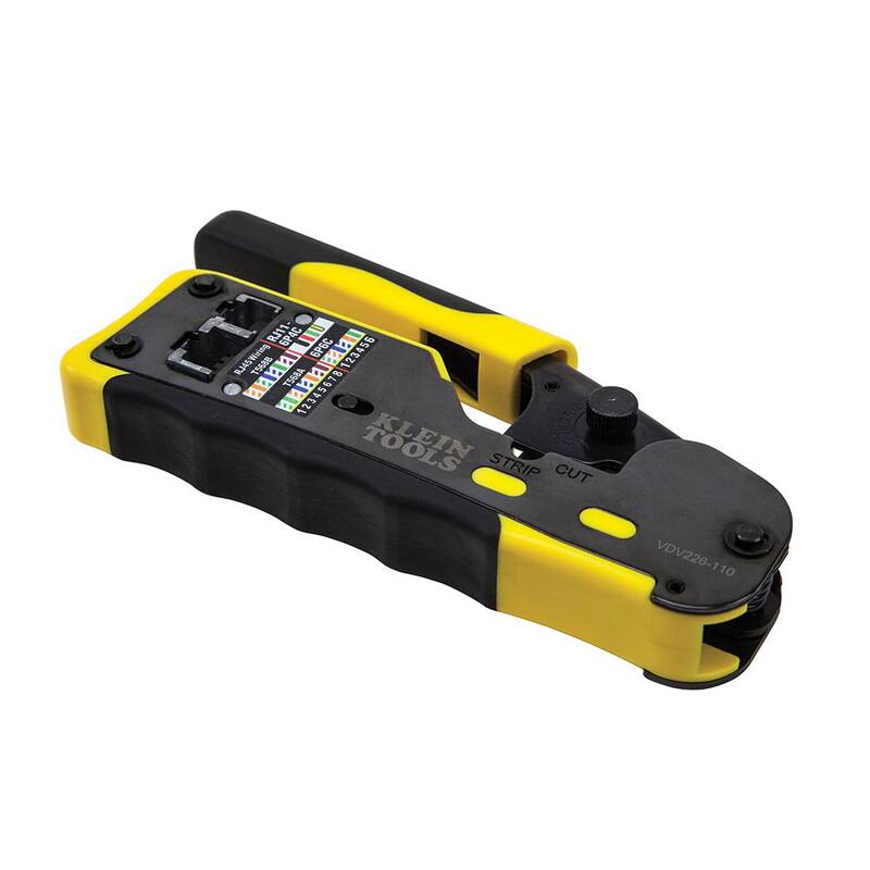 Herramienta de Engarzado / Pelado / Corte de Cable Ethernet de Trinquete Klein Tools, para Pasar a Través (VDV226-110) - VDV226-110