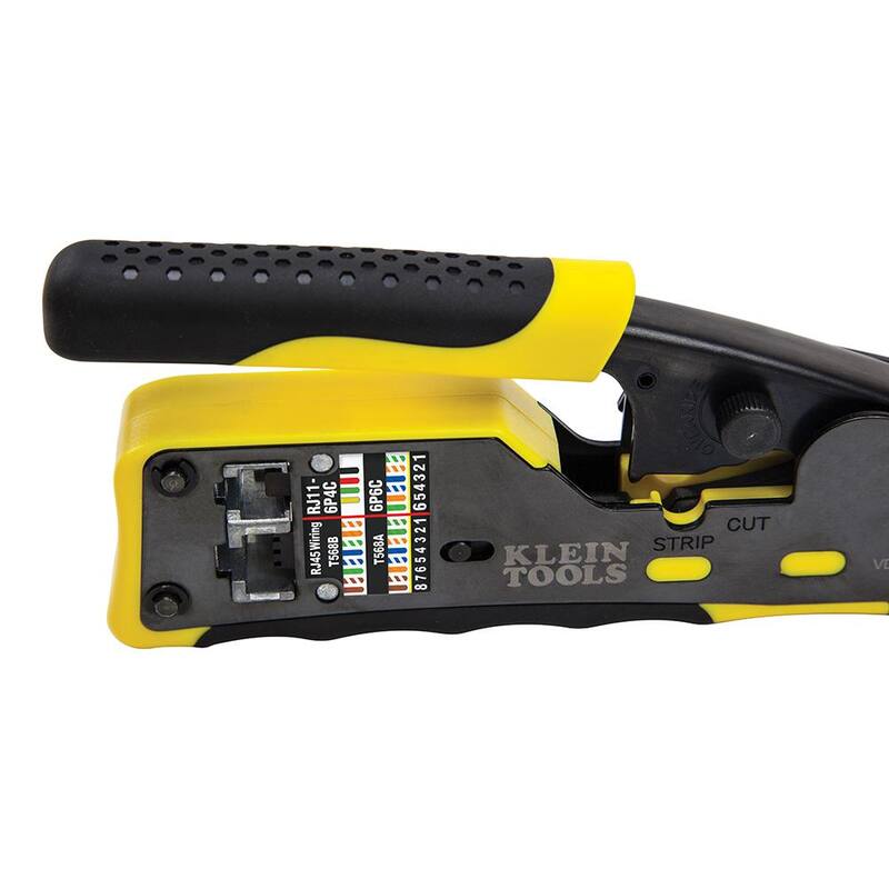 Herramienta de Engarzado / Pelado / Corte de Cable Ethernet de Trinquete Klein Tools, para Pasar a Través (VDV226-110) - VDV226-110