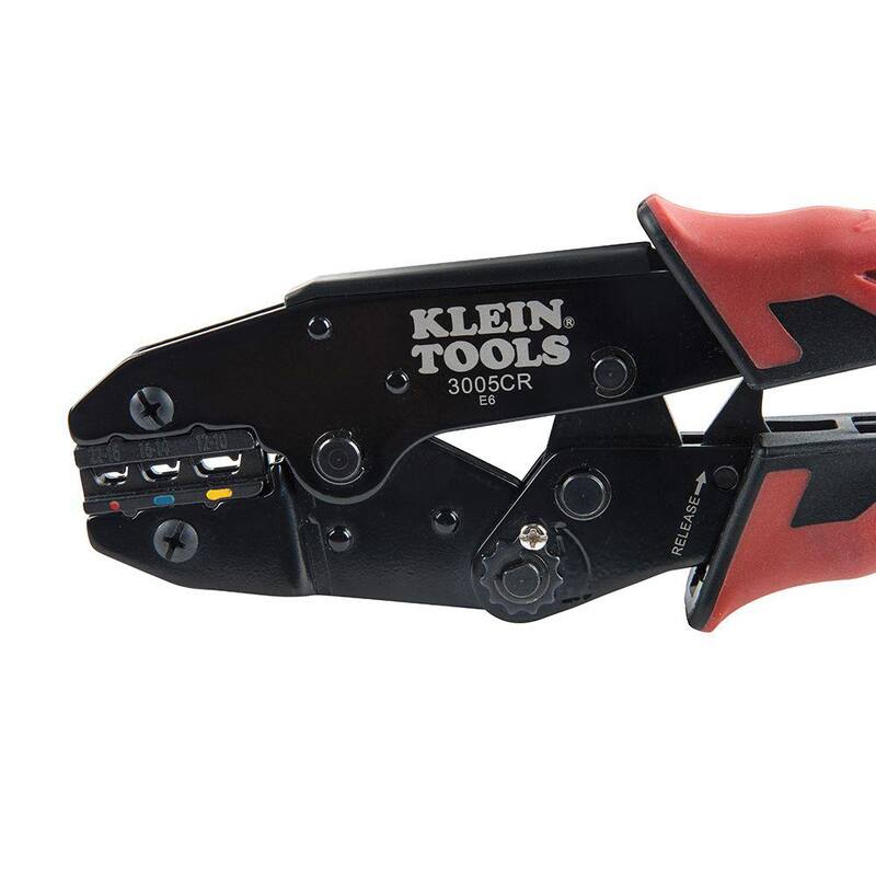 Herramienta de engarzado de trinquete Klein Tools, Terminales aislados de calibre 10-22 AWG - 3005CR