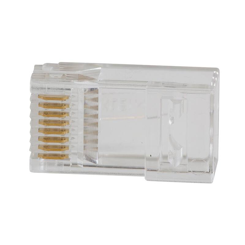 Herramienta de engarce modular pasante con trinquete de Klein Tools y (paquete de 20) enchufes de datos modulares pasantes CAT5e - M2O41327KIT