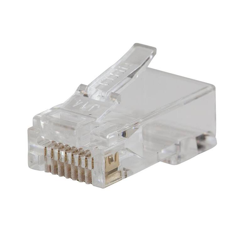Herramienta de engarce modular pasante con trinquete de Klein Tools y (paquete de 20) enchufes de datos modulares pasantes CAT5e - M2O41327KIT
