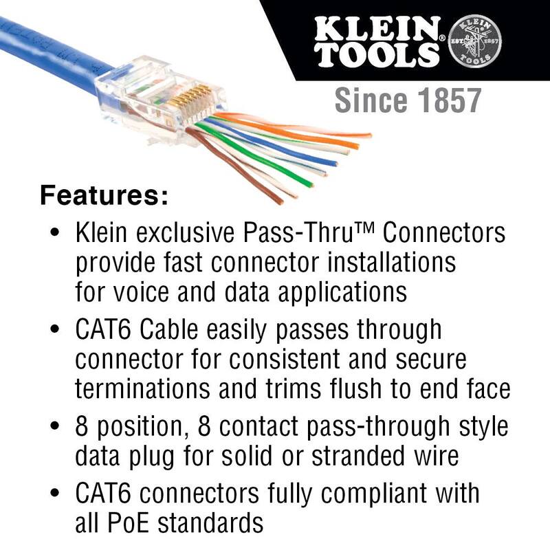Herramienta de engarce modular de paso a través con trinquete y conectores de datos modulares de paso a través, CAT6 (paquete de 10) - M2O41038KIT