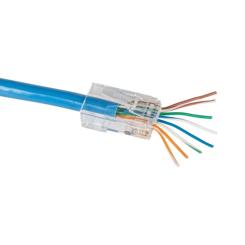 Herramienta de engarce modular de paso a través con trinquete y conectores de datos modulares de paso a través, CAT6 (paquete de 10) - M2O41038KIT
