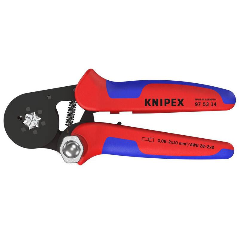 Pinzas de prensado autoajustables de 7-1/4 pulgadas KNIPEX para terminales de cables - 97 53 14