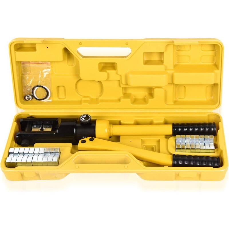 Herramienta de crimpar cables hidráulica Etokfoks 14T de 0.87 pulgadas de recorrido con 6AWG-500MCM y 10 pares de dados, YQK-240 - MLSA04-2LT311