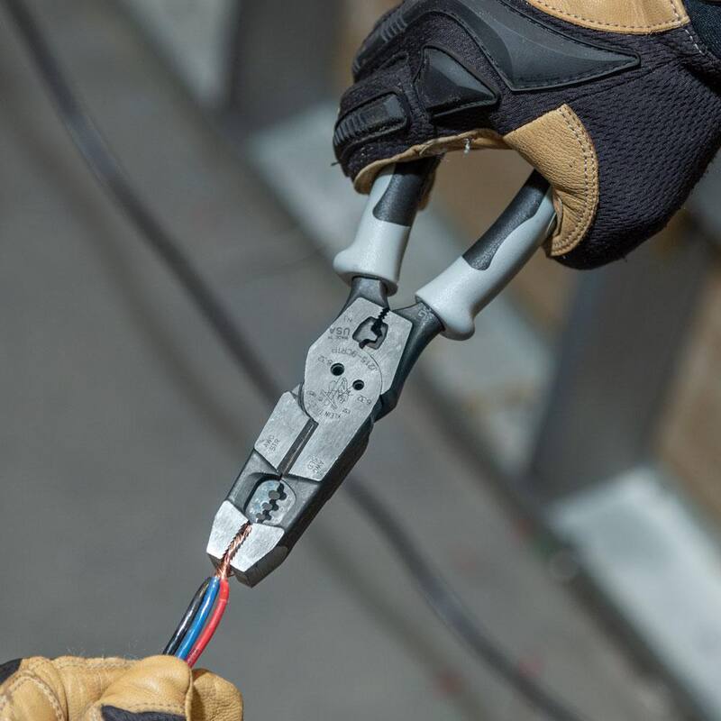Pinzas híbridas Klein Tools con crimpeadora, extractor de cinta de pescado y pelacables - J2159CRTP