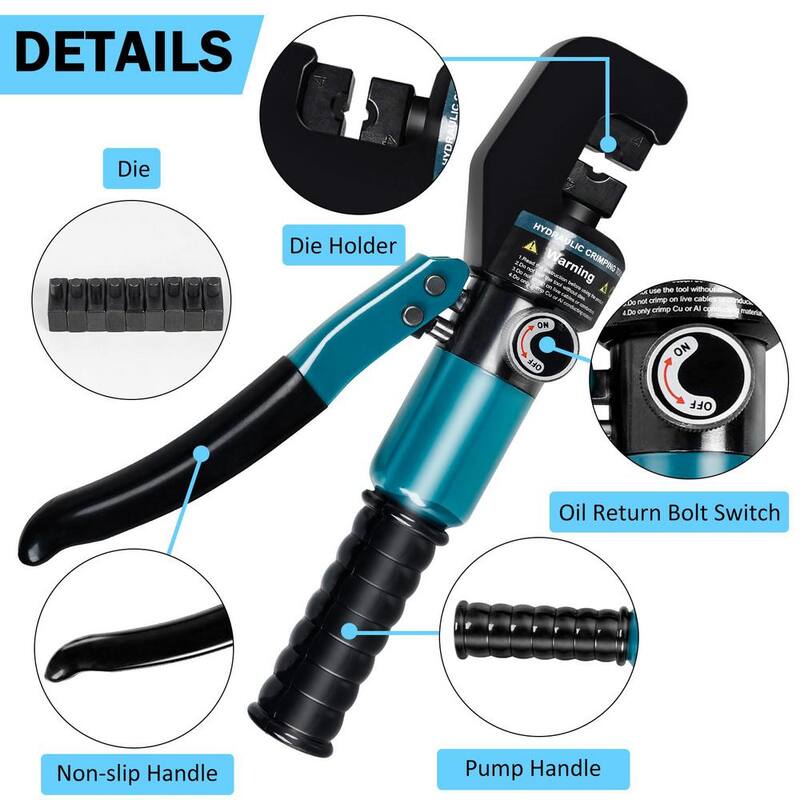 Herramienta de prensado terminal hidráulico Etokfoks con terminal de cable de batería y 9 pares de dados - MLSA04-2LT314