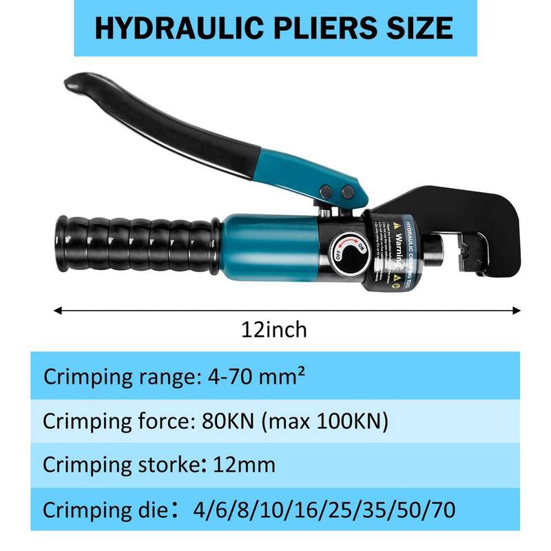 Herramienta de prensado terminal hidráulico Etokfoks con terminal de cable de batería y 9 pares de dados - MLSA04-2LT314