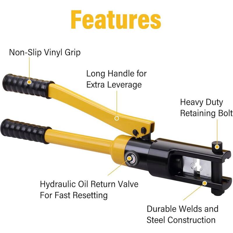 
Lukyamzn 20 in. 16T Hidráulico Cable Lug Crimper Hidráulico Crimper de Mano Terminal Eléctrico Cable Kit de Herramientas de Alambre c/13 Troqueles - SA04-327B022