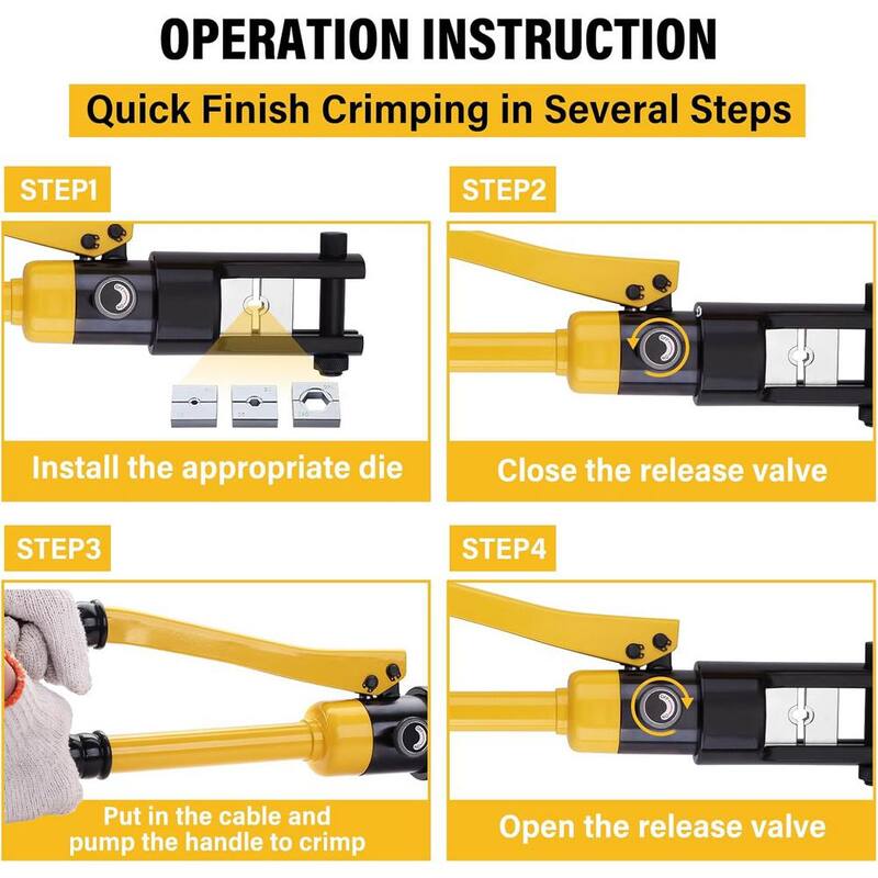 
Lukyamzn 20 in. 16T Hidráulico Cable Lug Crimper Hidráulico Crimper de Mano Terminal Eléctrico Cable Kit de Herramientas de Alambre c/13 Troqueles - SA04-327B022