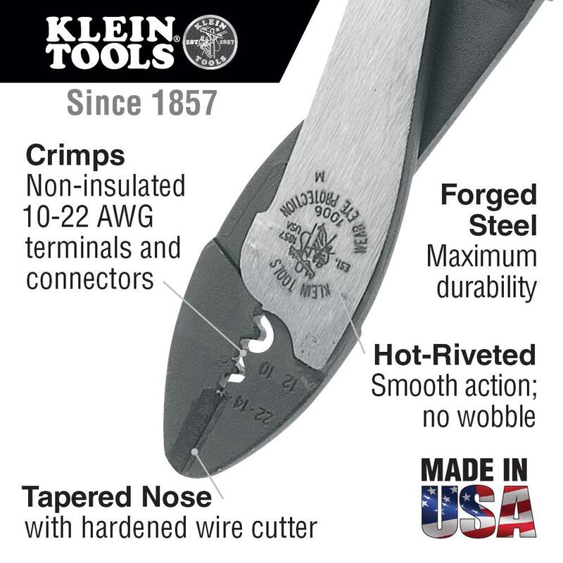 Herramienta de crimpado y corte para terminales sin aislar de Klein Tools - 1006