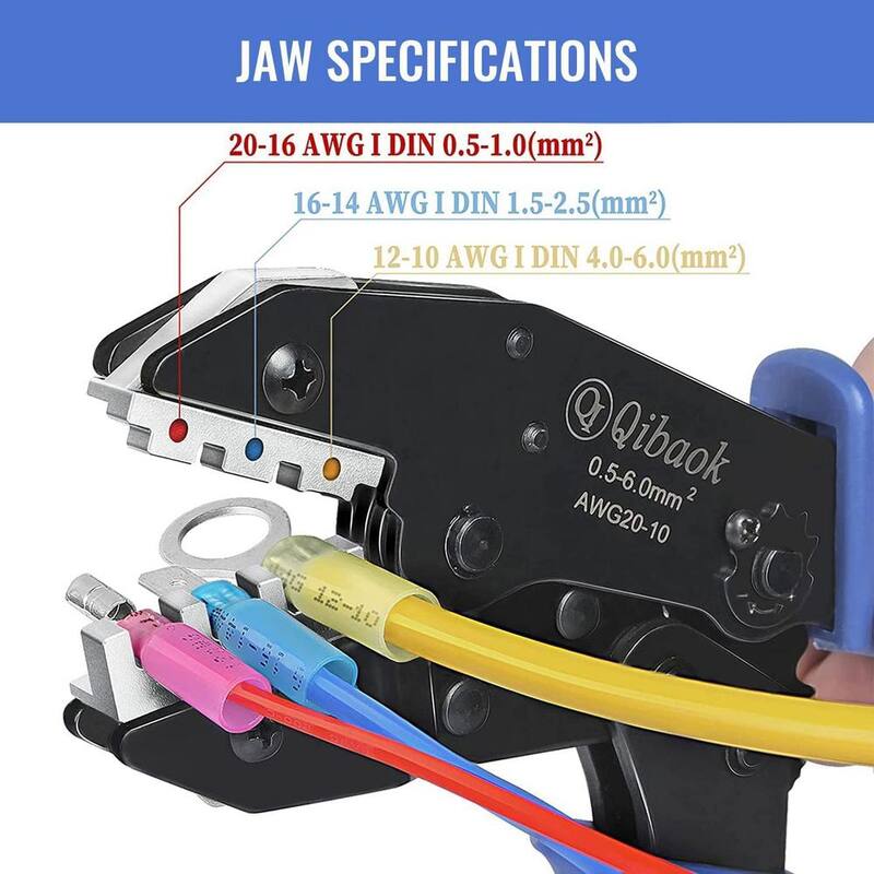 Etokfoks 10 pulgadas Alicate de engarce de terminales de alto apalancamiento Herramienta de engarce de alambre con AWG 22-10 en negro - MLPH020LT326
