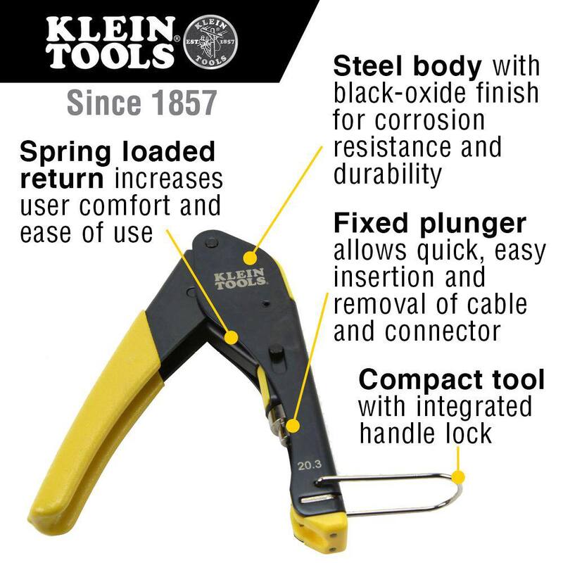Herramienta de Compresión de Conectores F Compactos de 9 pulgadas Klein Tools - VDV212-008-SEN
