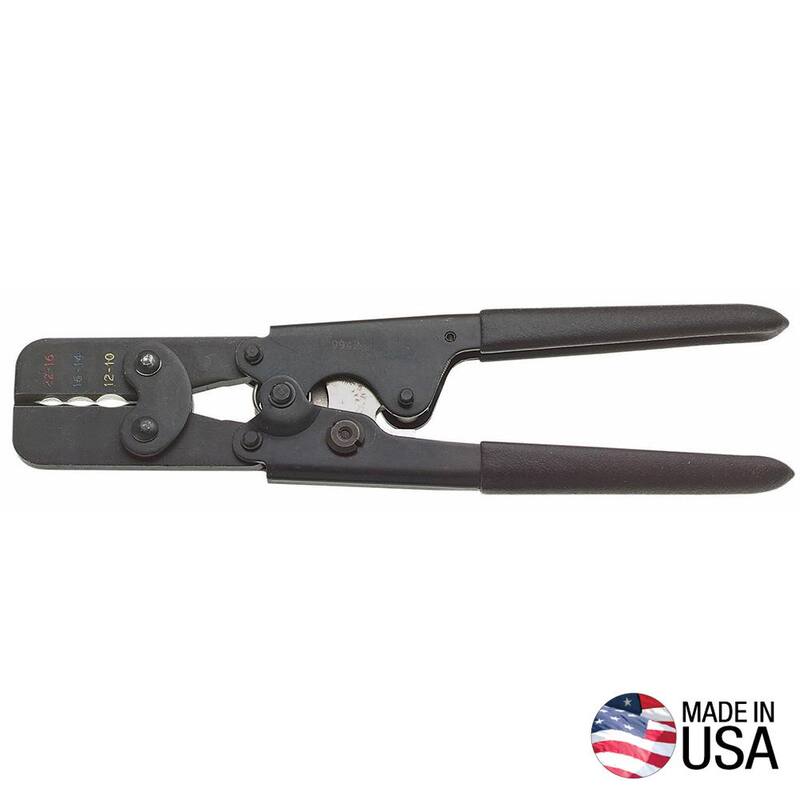 Klein Tools 9 in. Crimpadora de trinquete de ciclo completo para terminales aislados - T1715