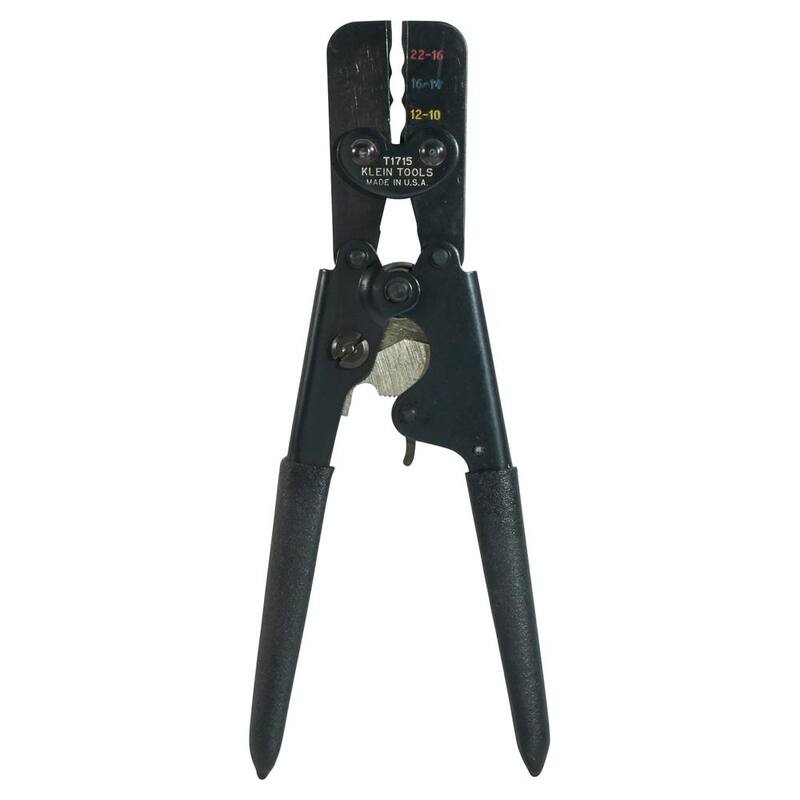 Klein Tools 9 in. Crimpadora de trinquete de ciclo completo para terminales aislados - T1715