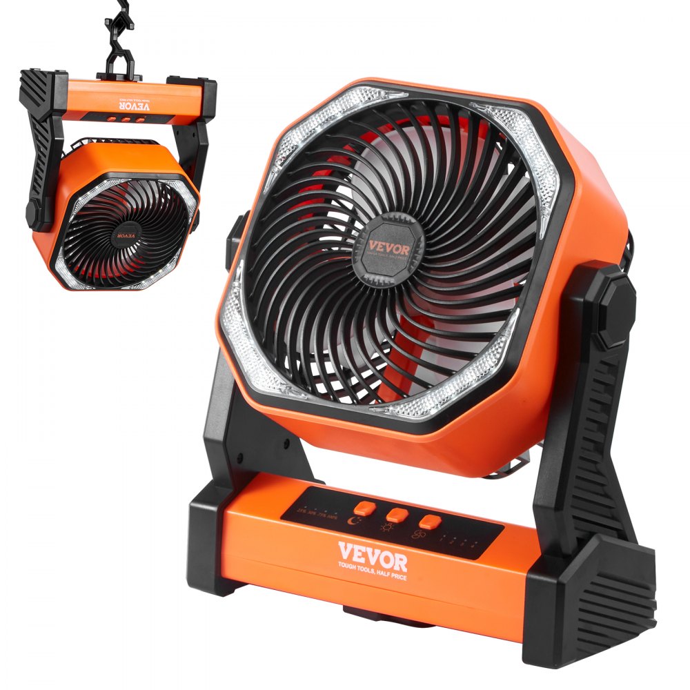 VEVOR Portable Fan Rechargeable 8 inch, Battery Powered Fan with LED Lantern, 4 Speeds Adjustable Portable Small Table Fan Personal, USB Battery Operated Fans for Travel Bedroom Home Camping Office - CDFSTS8YCF00WI7VAV9