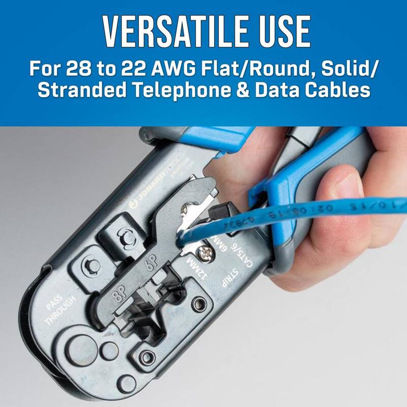Herramienta de engastado modular Jonard RJ11, RJ12, RJ45 de paso a través de 6 en 1 - UC-4569