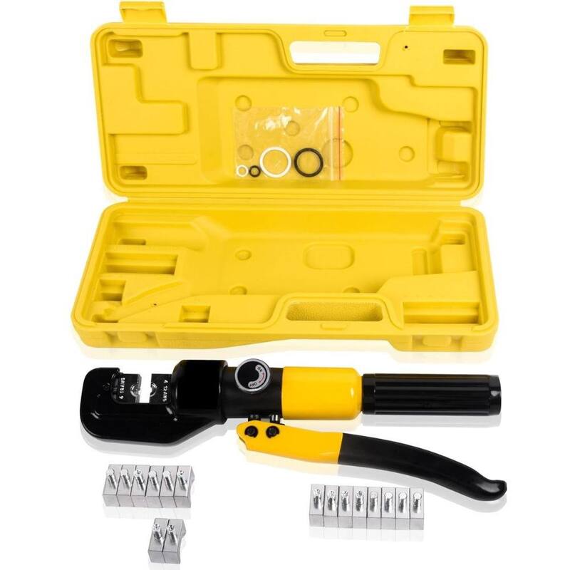 Herramienta de prensado hidráulico de cables Etokfoks 10T con 0.43 pulgadas de recorrido, con 12-2/0AWG y 9 juegos de matrices, YQK-70 - MLSA04-2LT313