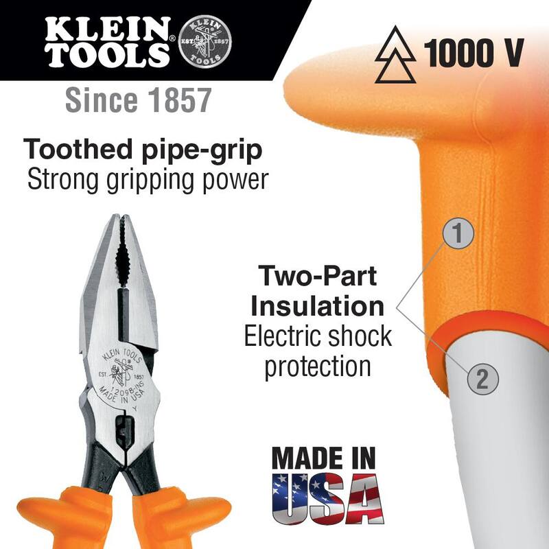 Klein Tools Alicate Universal de Combinación Aislado, 8 pulgadas - 12098-INS